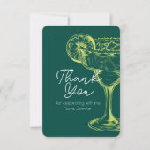 Moderne Groene Margarita Fiesta Verjaardagsfeest Bedankkaart (Voorkant)