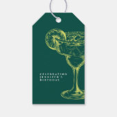 Moderne Groene Margarita Fiesta Verjaardagsfeest Cadeaulabel (Voorkant)