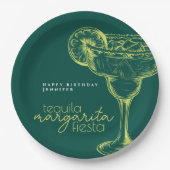 Moderne Groene Margarita Fiesta Verjaardagsfeest Papieren Bordje (Voorkant)