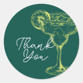 Moderne Groene Margarita Fiesta Verjaardagsfeest Ronde Sticker (Voorkant)