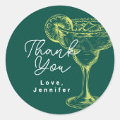 Moderne Groene Margarita Fiesta Verjaardagsfeest Ronde Sticker (Voorkant)