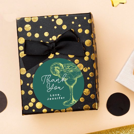 Moderne Groene Margarita Fiesta Verjaardagsfeest Ronde Sticker