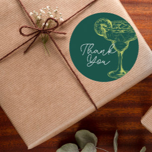 Moderne Groene Margarita Fiesta Verjaardagsfeest Ronde Sticker