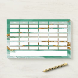 Moderne Groene Marmeren Weelijkse Schoolrooster Post-it® Notes