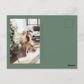 Moderne groene 'Merry + Bright' kerstfoto Briefkaart (Achterkant)