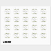 Moderne groene Merry Christmas familienaam Ronde Sticker (Vel)