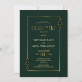 Moderne Groene met Gold Lijst Engagement Party Kaart (Voorkant)