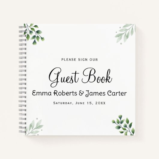 Moderne Groene Minimalistische Gastendoos Notitieboek (Voorkant)