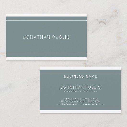 Moderne, groene, minimalistische ontwerpluxe met r visitekaartje (Voorkant / Achterkant)