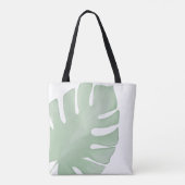Moderne groene minimalistische palmbladeren tote bag (Achterkant)