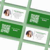 Moderne groene minimalistische QR-code sociale med Visitekaartje