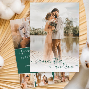 Moderne groene minimalistische scriptfoto's bruilo kaart