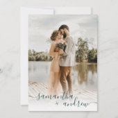 Moderne groene minimalistische scriptfoto's bruilo kaart (Voorkant)