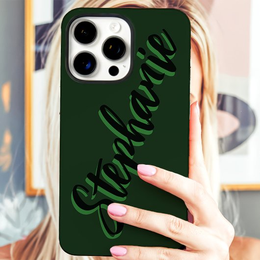 Moderne groene minimalistische scriptnaam Case-Mate iPhone case