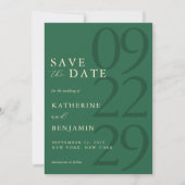 Moderne Groene Minimalistische Trouwdag Save The Date (Voorkant)