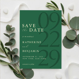 Moderne Groene Minimalistische Trouwdag Save The Date