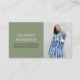 Moderne groene mode stylist acteur model foto visitekaartje