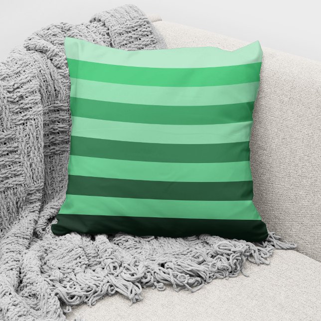 Moderne groene monochrome kleurblok gestreept kussen (Creator heeft geüpload)