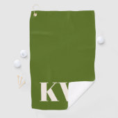 Moderne groene monogram beginletters gepersonalise golfhanddoek (Insitu)