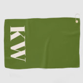 Moderne groene monogram beginletters gepersonalise golfhanddoek (Horizontaal)