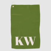 Moderne groene monogram beginletters gepersonalise golfhanddoek (Voorkant)