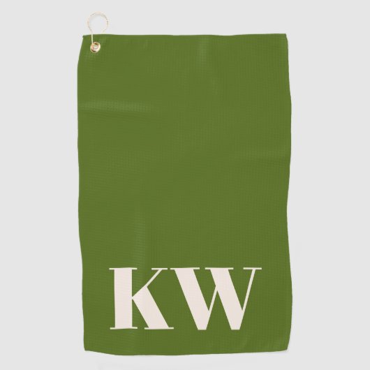 Moderne groene monogram beginletters gepersonalise golfhanddoek (Voorkant)