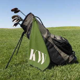 Moderne groene monogram beginletters gepersonalise golfhanddoek