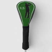 Moderne Groene Monogram Golfhoes Voor Heren Golfheadcover (Voorkant)