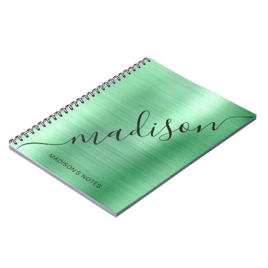 Moderne groene monogram handtekening monogram notitieboek (Linkerzijde)