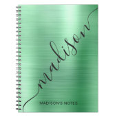 Moderne groene monogram handtekening monogram notitieboek (Voorkant)