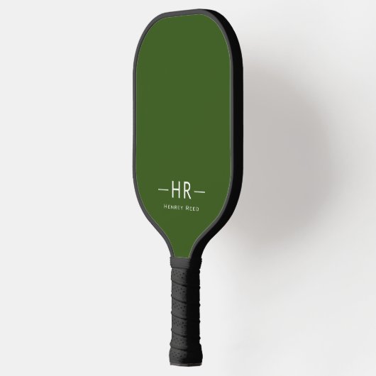 Moderne Groene Monogram Initialen Pickleball Paddle (Links)