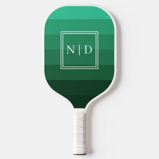 Moderne groene monogram minimalistische Initialen Pickleball Paddle (Voorkant)
