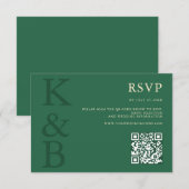 Moderne Groene Monogram Minimalistische Trouwdag RSVP Kaartje (Voorkant / Achterkant)
