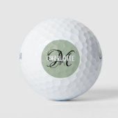 Moderne groene monogram naam Golf Balls Golfballen (Voorkant)