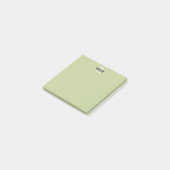 Moderne groene monogram naam van sage post-it note (Schuin)