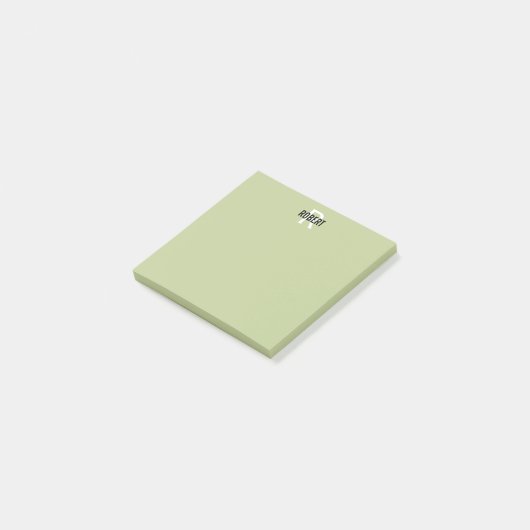 Moderne groene monogram naam van sage post-it note (Schuin)