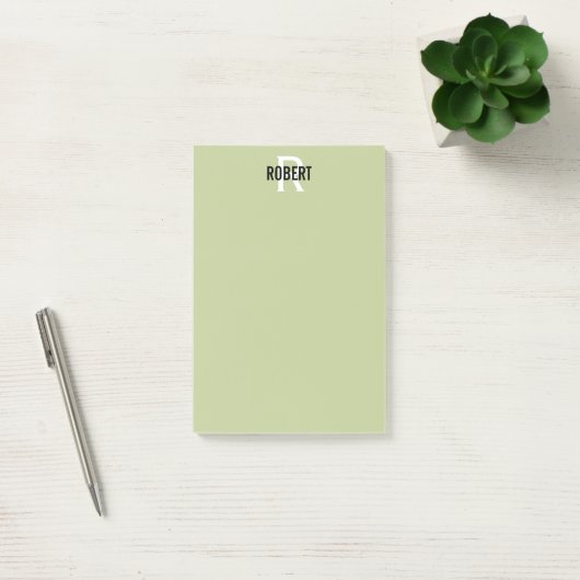 Moderne groene monogram post-it® notes (Kantoor)