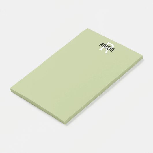 Moderne groene monogram post-it® notes (Schuin)