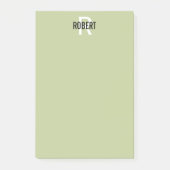 Moderne groene monogram post-it® notes (Voorkant)