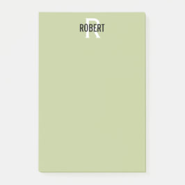 Moderne groene monogram post-it® notes