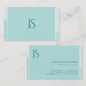Moderne Groene Monogram Professional Eenvoudige Sj Visitekaartje (Voorkant / Achterkant)