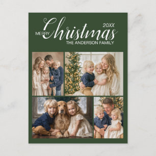 Moderne groene multifamilie foto Prettig kerstfees Briefkaart