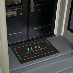 Moderne groene neon look Business Brand Deurmat