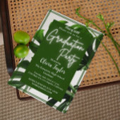 Moderne groene neon tropische palm afstudeerfeest kaart