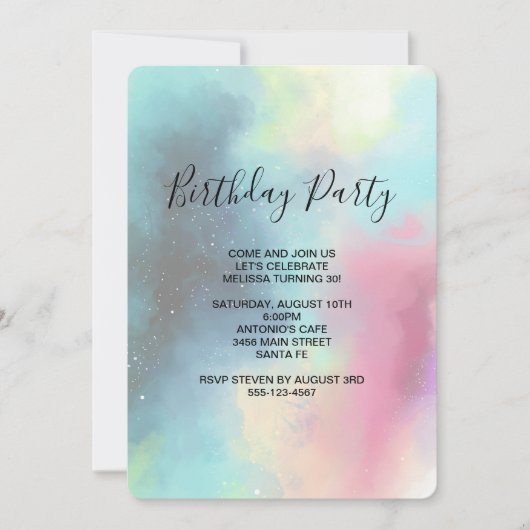 Moderne groene nevel vervaagd Waterverf Verjaardag Kaart (Voorkant)