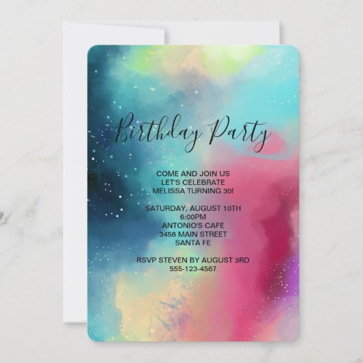 Moderne groene nevel Waterverf Abstract Verjaardag Kaart (Voorkant)