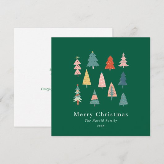 Moderne groene niet-foto Eenvoudige kerstbomen Kaa Feestdagenkaart (Voorkant / Achterkant)