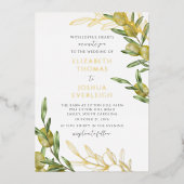 Moderne Groene Olijftak Bruiloft Folie Uitnodiging (Voorkant)
