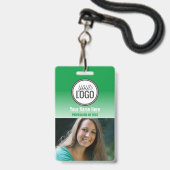 Moderne groene Ombre Professional Foto Name Tag Badge (Voorzijde met lanyard)
