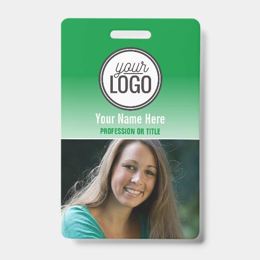 Moderne groene Ombre Professional Foto Name Tag Badge (Voorzijde)